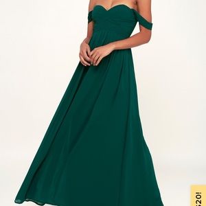 Green off the shoulder dress